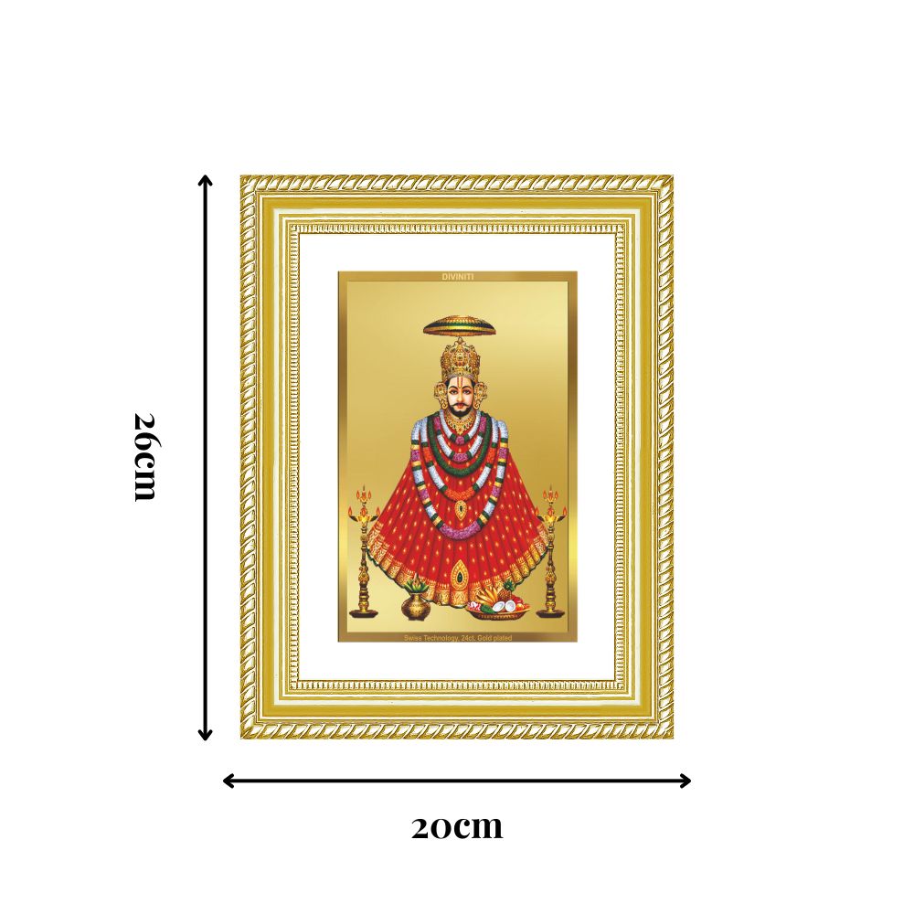 Diviniti 24K Gold Plated Khatu Shyam (Classic) Divine Wall Frame for Home Mandir & Office Decor | Luxury Spiritual Gift