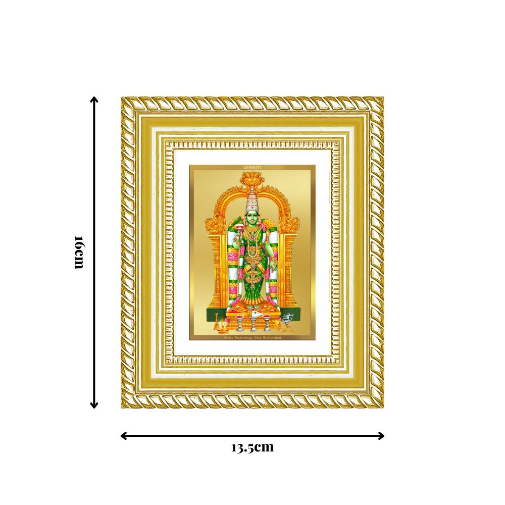 Diviniti 24K Gold Plated Meenakshi Amman Divine Table Top Frame for Home Mandir & Office Decor | Luxury Spiritual Gift