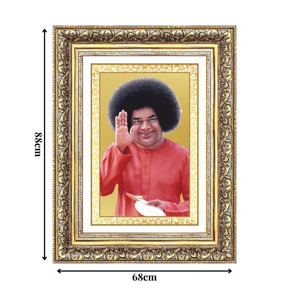 Diviniti 24K Gold Plated Satya Sai Baba (Classic) Divine Wall Frame for Home Mandir & Office Decor | Luxury Spiritual Gift