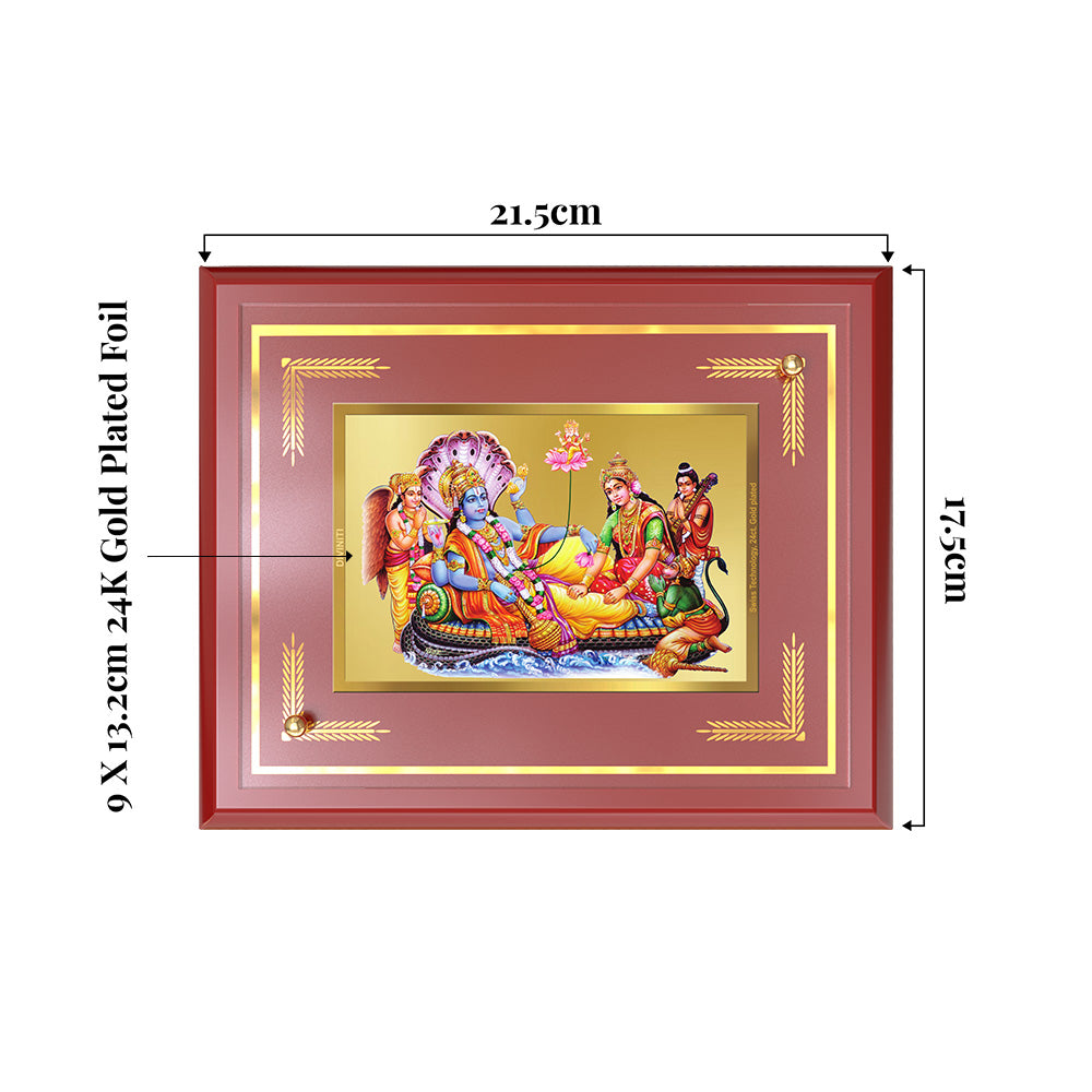 Lakshmi Vishnu Kshir Sagar | Divine Abode Wall and Tabletop Photo Frame in 24K Gold Plated Foil
