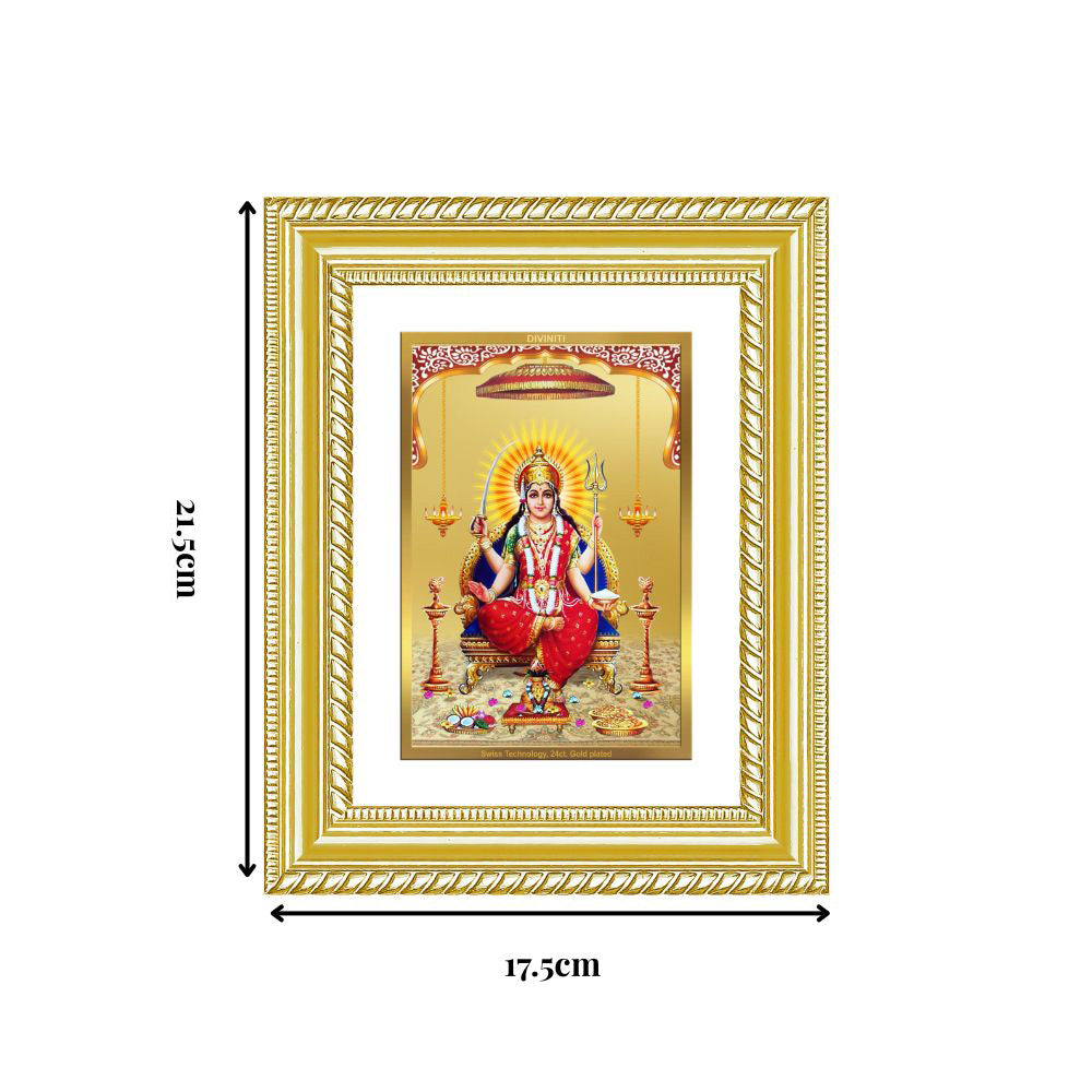 Diviniti 24K Gold Plated Santoshi Mata (Classic) Divine Wall and Table Top Frame for Home Mandir & Office Decor | Luxury Spiritual Gift
