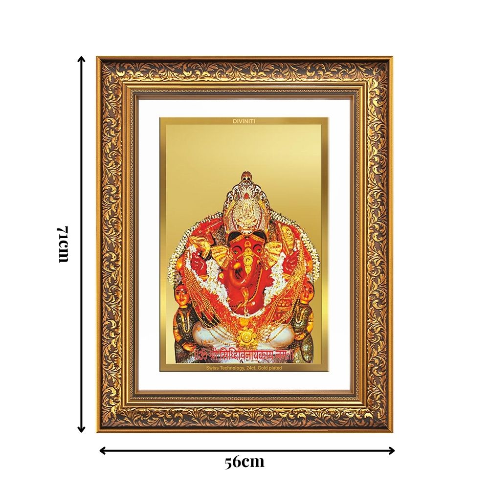 Diviniti 24K Gold Plated Siddhi Vinayak (Classic) Divine Wall Frame for Home Mandir & Office Decor | Luxury Spiritual Gift