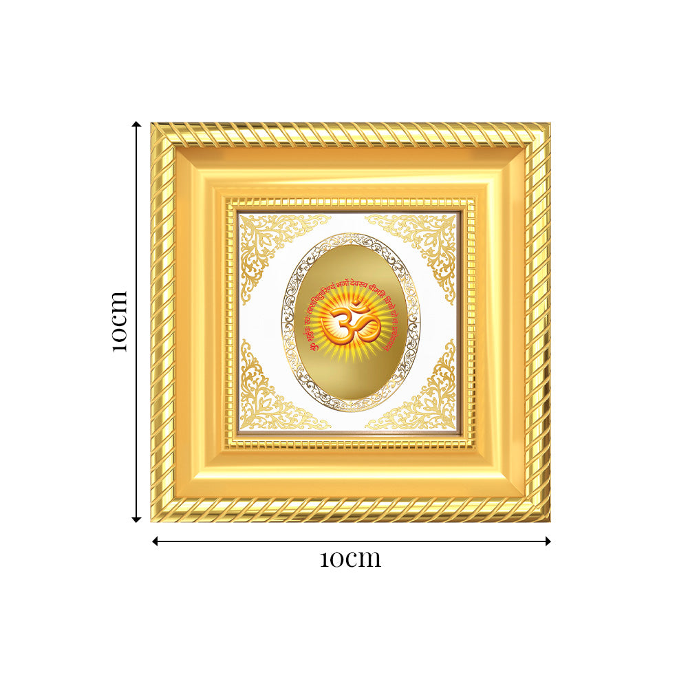 Om with Gayatri Mantra | Sacred Spiritual Royal Tabletop Photo Frame in 24K Gold Plated Foil