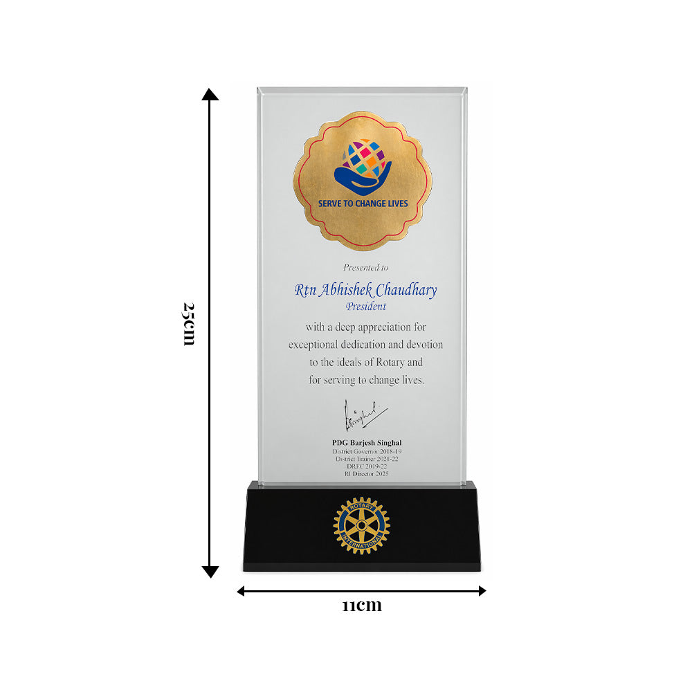 Customized Wooden Trophy with Matter Printed on 24K Gold Plated Foil | Personalized Premium Award