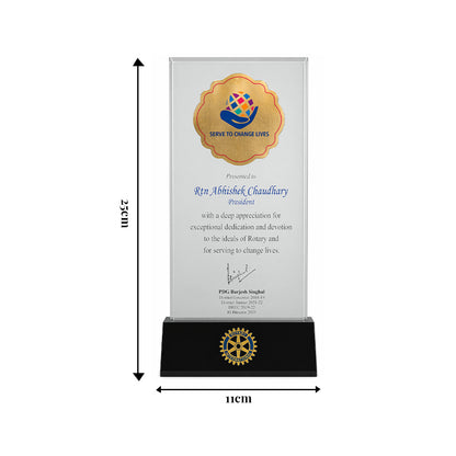 Customized Wooden Trophy with Matter Printed on 24K Gold Plated Foil | Personalized Premium Award
