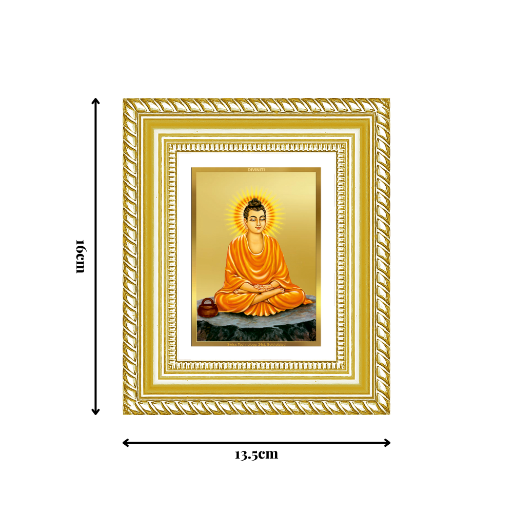 Diviniti 24K Gold Plated Buddha Divine Table Top Frame for Home Mandir & Office Decor | Luxury Spiritual Gift