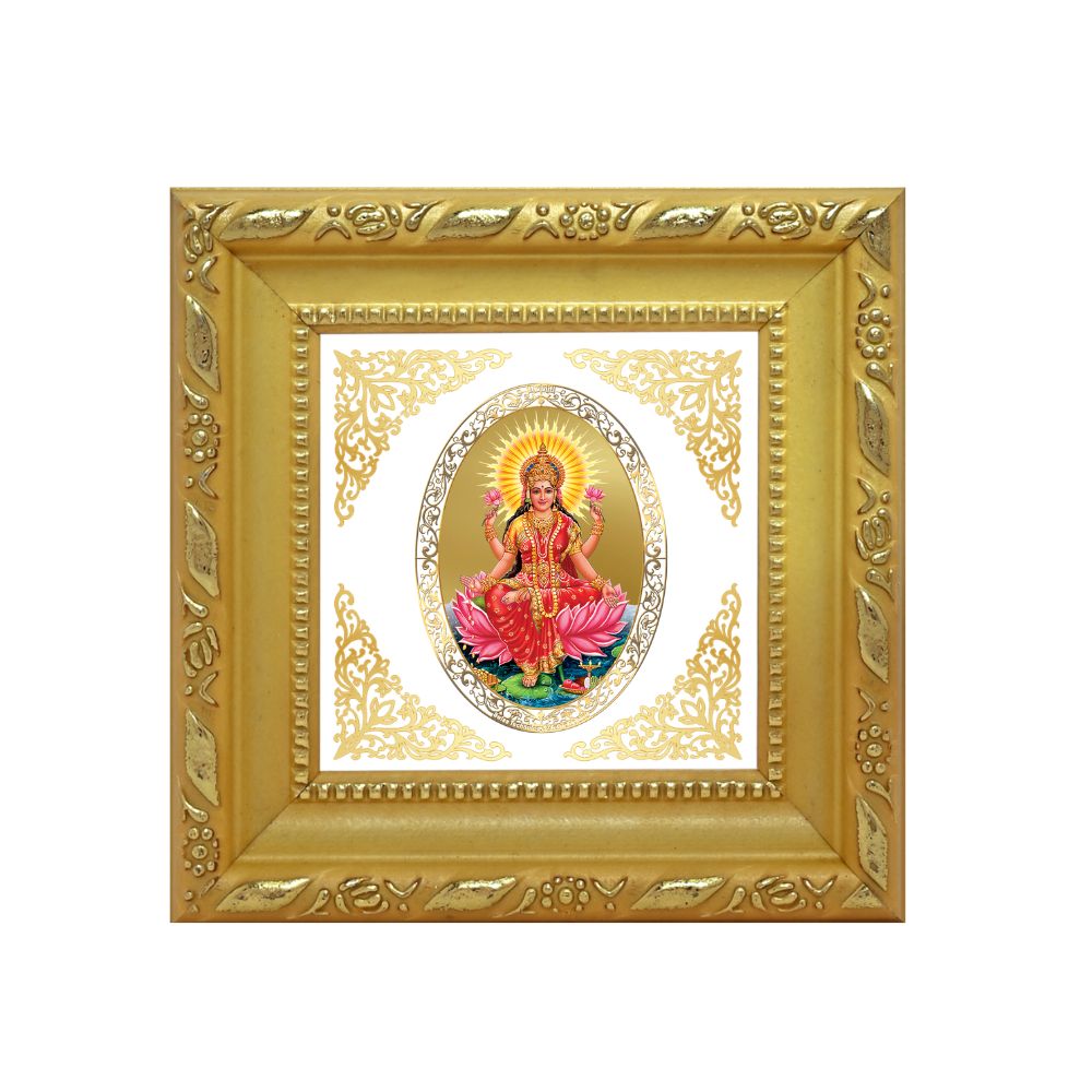 Goddess Lakshmi | Divine Goddess of Wealth Royal Tabletop Photo Frame in 24K Gold Plated Foil
