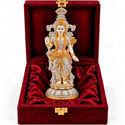 999 Silver-Plated Dual-Tone Radha Rani Idol | Premium Gift Box | 36x9 CM