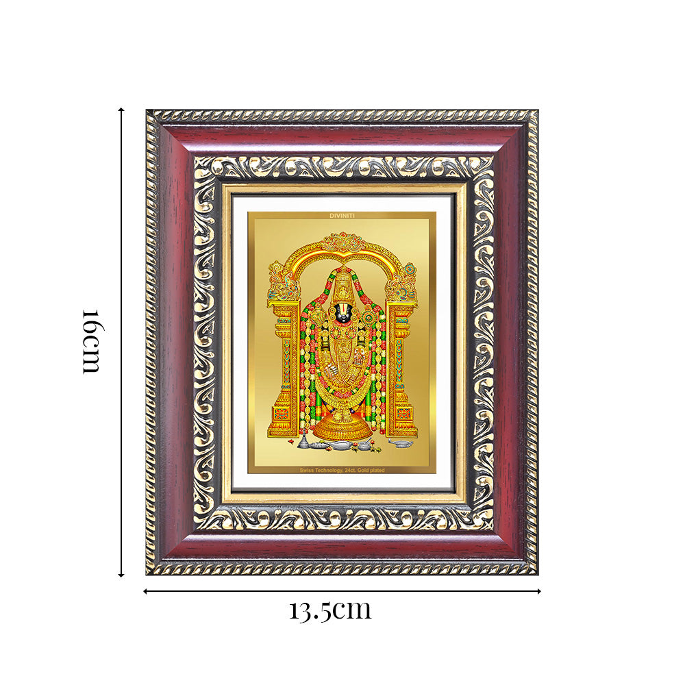 Diviniti 24K Gold Plated Tirupati Balaji Divine Table Top Frame for Home Mandir & Office Decor | Luxury Spiritual Gift