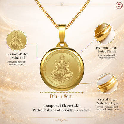 Diviniti 24K Gold Plated Maa Laxmi & Shri Yantra Pendant – 18mm Double-Sided Spiritual Pendant
