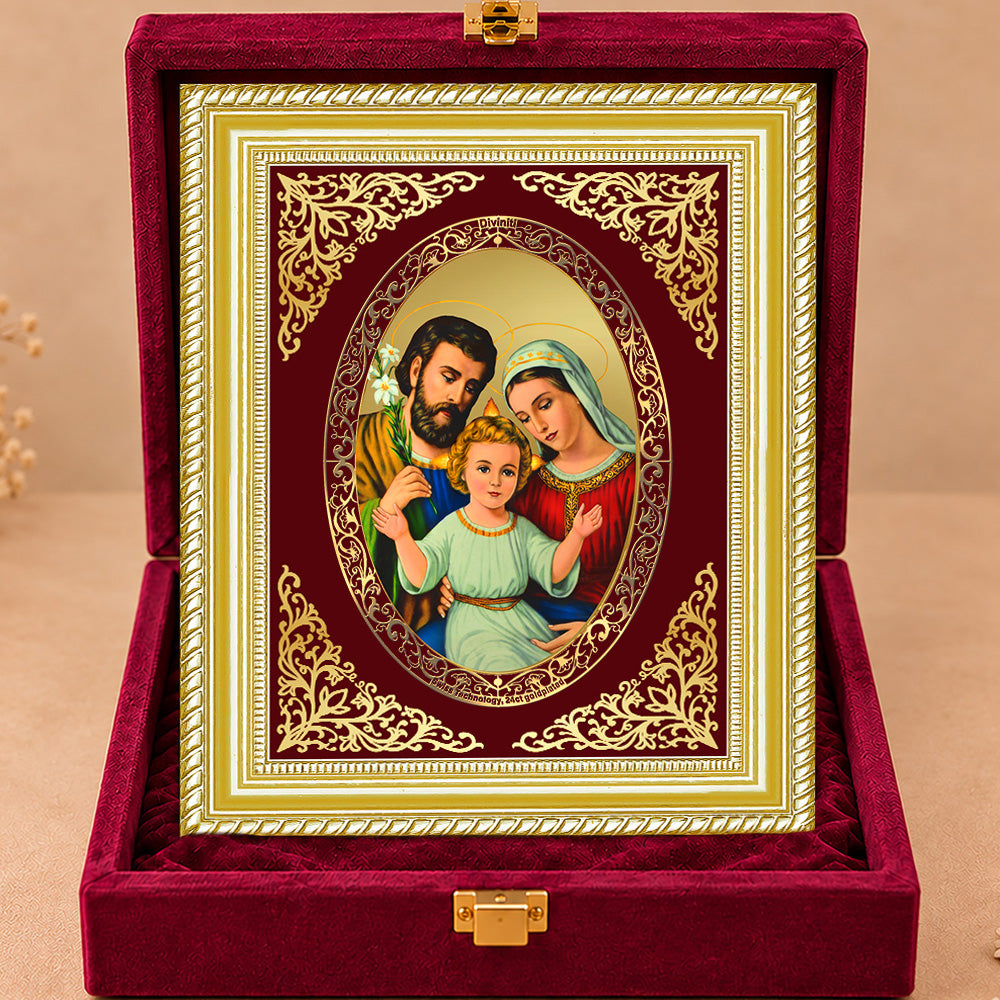 24K Gold-Plated Holy Family Frame | Premium Gift Box | 27x35 CM