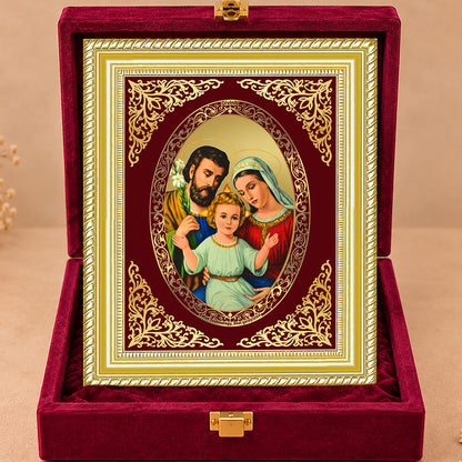 24K Gold-Plated Holy Family Frame | Premium Gift Box | 27x35 CM