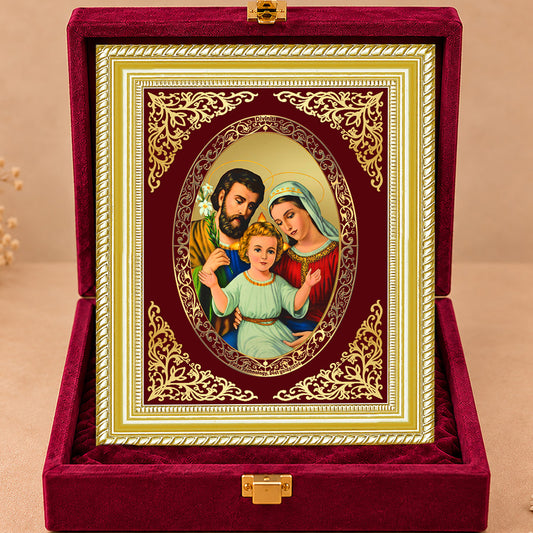 24K Gold-Plated Holy Family Frame | Premium Gift Box | 27x35 CM
