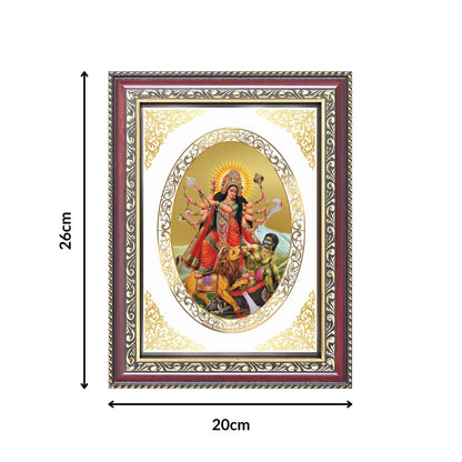 Durga Mahishasura Mardini | Divine Shakti Wall & Tabletop Royal Photo Frame in 24K Gold Plated Foil