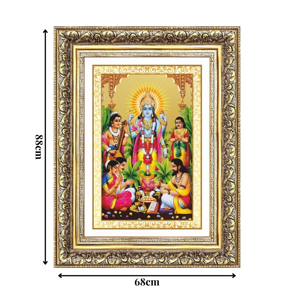 Diviniti 24K Gold Plated Satyanarayan (Classic) Divine Wall Frame for Home Mandir & Office Decor | Luxury Spiritual Gift