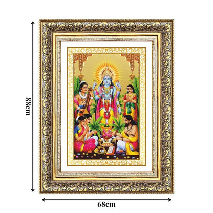 Diviniti 24K Gold Plated Satyanarayan (Classic) Divine Wall Frame for Home Mandir & Office Decor | Luxury Spiritual Gift