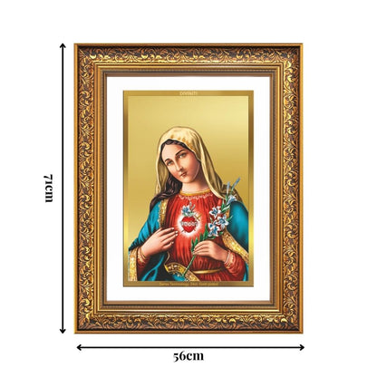 Diviniti 24K Gold Plated Mother Mary (Classic) Divine Wall Frame for Home Mandir & Office Decor | Luxury Spiritual Gift