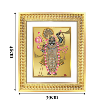 Diviniti 24K Gold Plated Shrinath Ji (Classic) Divine Wall Frame for Home Mandir & Office Decor | Luxury Spiritual Gift