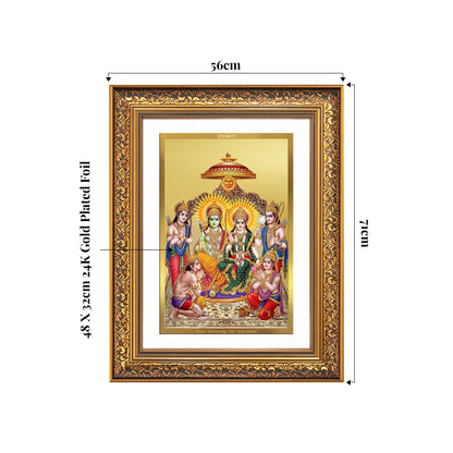 Ram Darbar | Divine Royal Family Wall Mount Photo Frame in 24K Gold Plated Foil