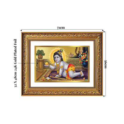 Laddu Gopal | Bal Krishna Wall Mount Photo Frame in 24K Gold Plated Foil
