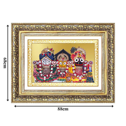 Diviniti 24K Gold Plated Jagannath Subhadra Balabhadra (Classic) Divine Wall Frame for Home Mandir & Office Decor | Luxury Spiritual Gift