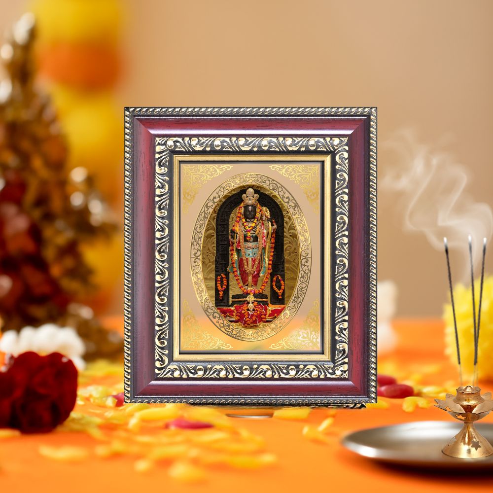 Diviniti 24K Gold Plated Ram Lalla (ROYAL) Divine Table Top Frame for Home Mandir & Office Decor | Luxury Spiritual Gift