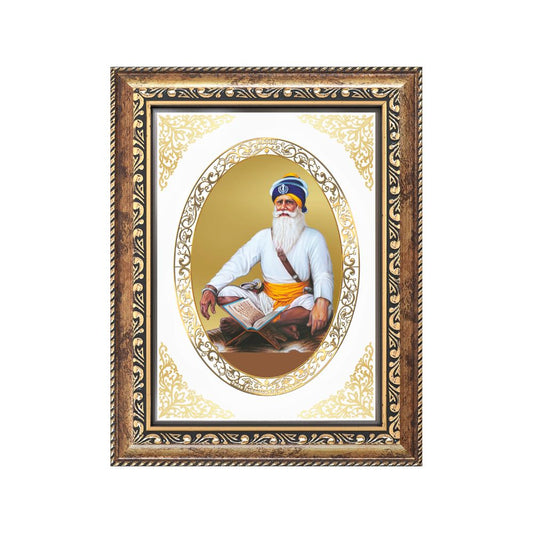 Baba Deep Singh Ji | Sikh Warrior Saint Wall & Tabletop Royal Photo Frame in 24K Gold Plated Foil