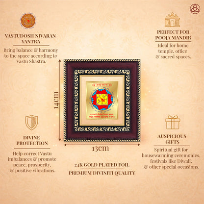 Vastudosh Nivaran Yantra framed in 24K gold plated foil, symbolizing balance of planetary energies and harmony.