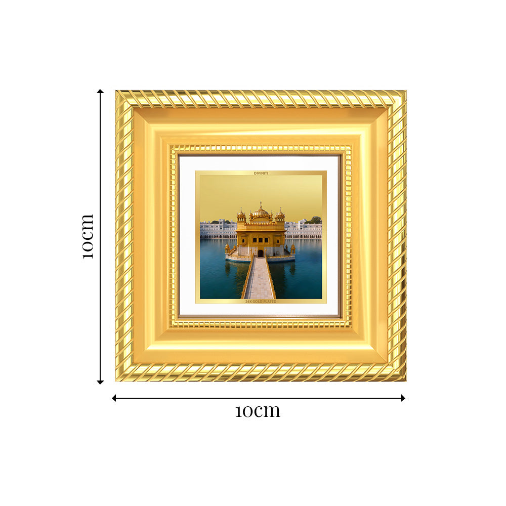 Diviniti Sachkhand Shri Darbar Sahib (Golden Temple) Tabletop Photo Frame in 24K Gold Plated Foil | Peace, Devotion & Divine Blessings | DG015S1A (10x10 CM)