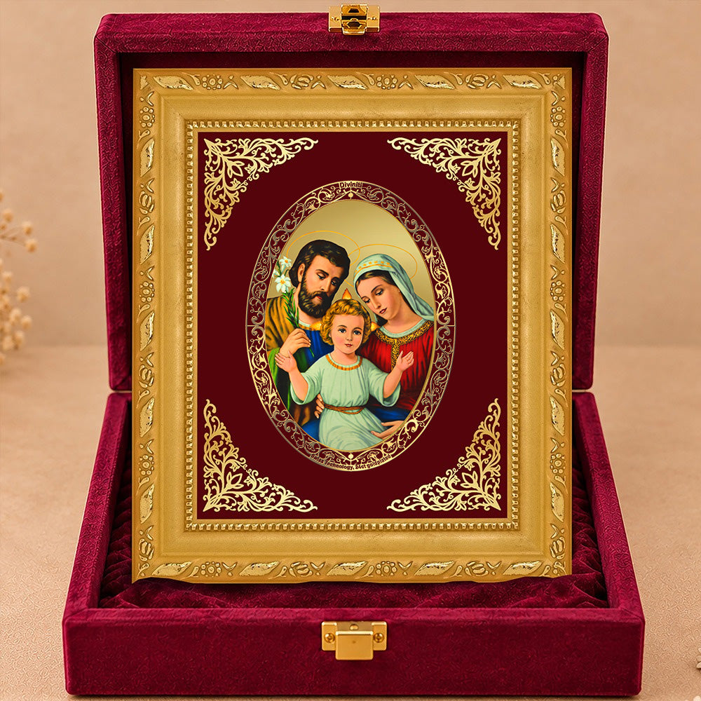 24K Gold-Plated Holy Family BG Frame | Premium Gift Box | 16 X 13.5 CM