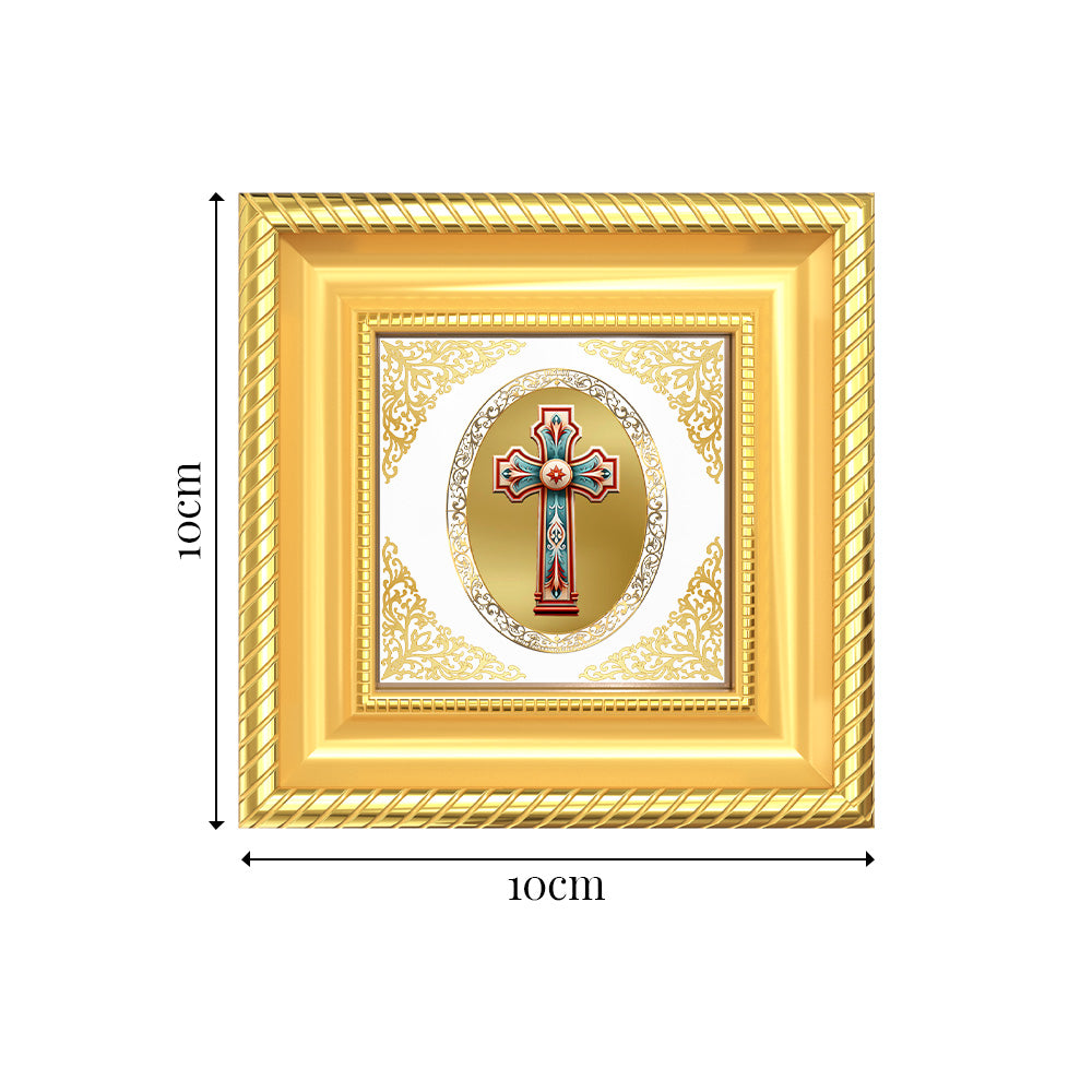 Holy Cross | Sacred Christian Symbol Royal Tabletop Photo Frame in 24K Gold Plated Foil