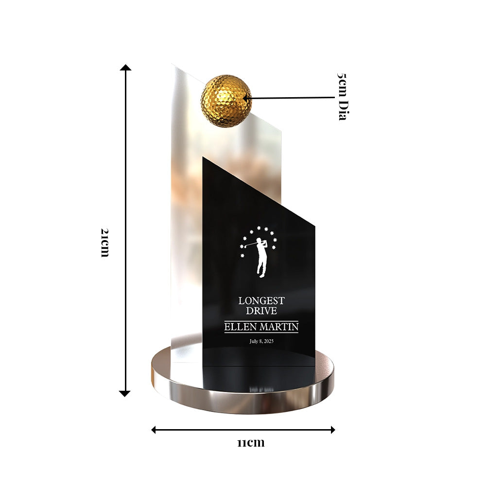 Diviniti 24K Gold Plated Golf Ball Trophy | Premium Golf Award | Elegant Champion Trophy for Tournaments & Events