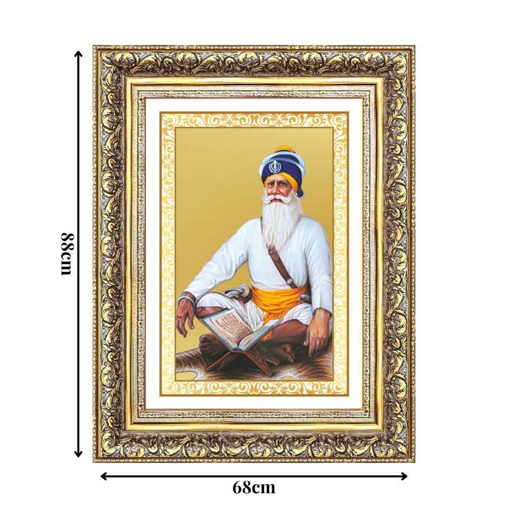 Diviniti 24K Gold Plated Baba Deep Singh Sacred Sikh Wall Frame for Home Decor & Office Ambiance | Premium Spiritual Gift