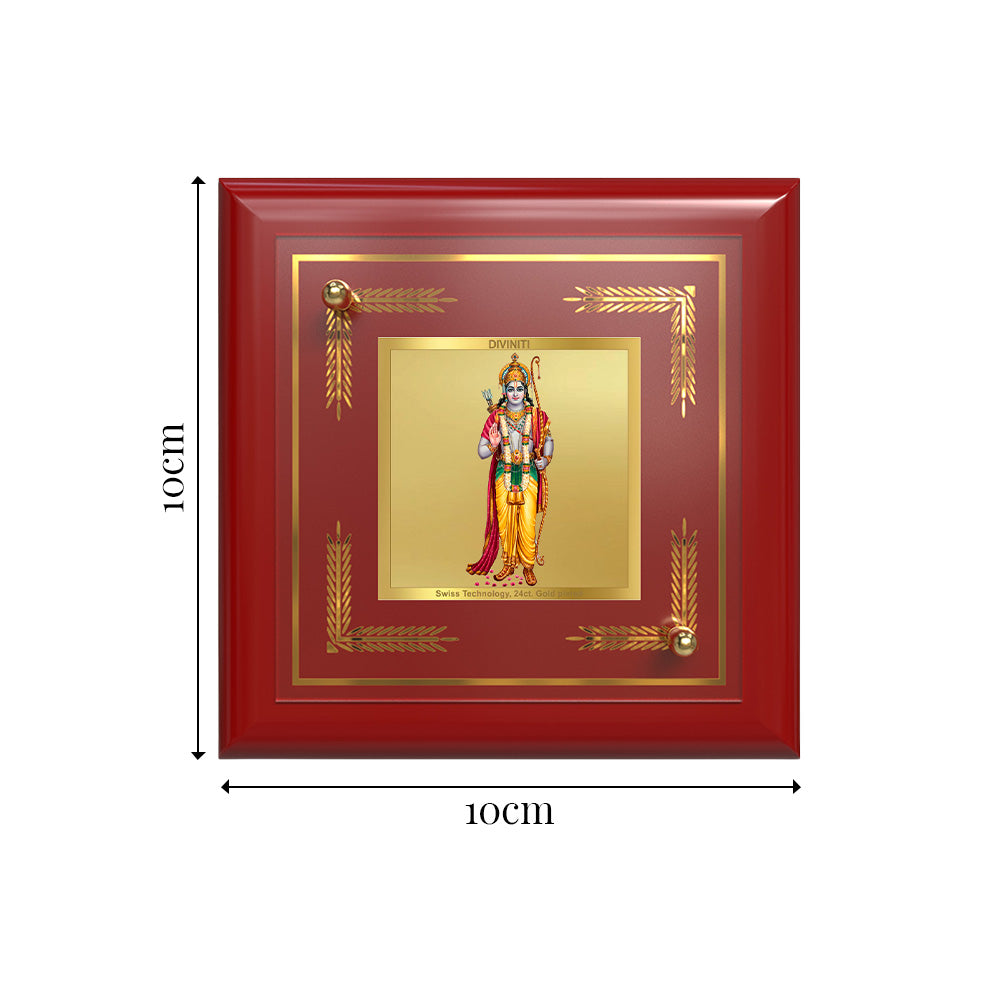 Ram Ji | Lord Ram Divine 24K Gold Plated Photo Frame for Home Décor, Tabletop & Office | Blessings of Dharma, Peace & Protection (MDF1A)