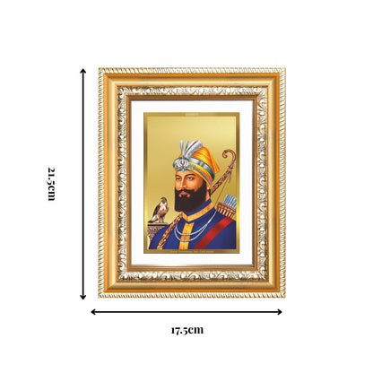 Diviniti 24K Gold Plated Guru Gobind Singh Ji (Classic) Sacred Sikh Wall and Table Top Frame for Home Decor & Office Ambiance | Premium Spiritual Gift