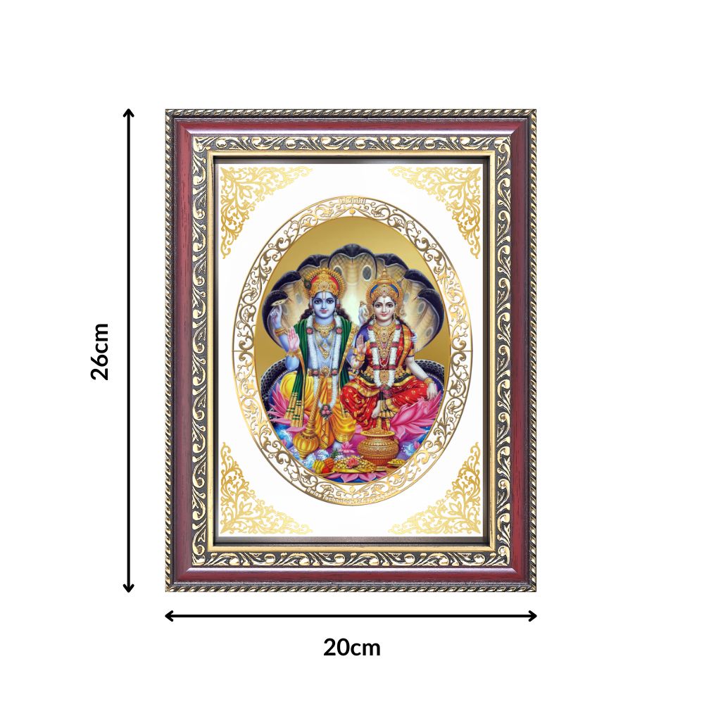 Vishnu Lakshmi | Divine Stability & Prosperity Wall & Tabletop Royal Photo Frame in 24K Gold Plated Foil