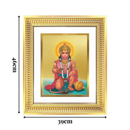 Diviniti 24K Gold Plated Ashirwad Hanuman (Classic) Divine Wall Frame for Home Mandir & Office Decor | Luxury Spiritual Gift