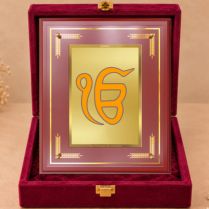 24K Gold-Plated Ik Onkar MDF Frame | Premium Gift Box | 27x35 CM