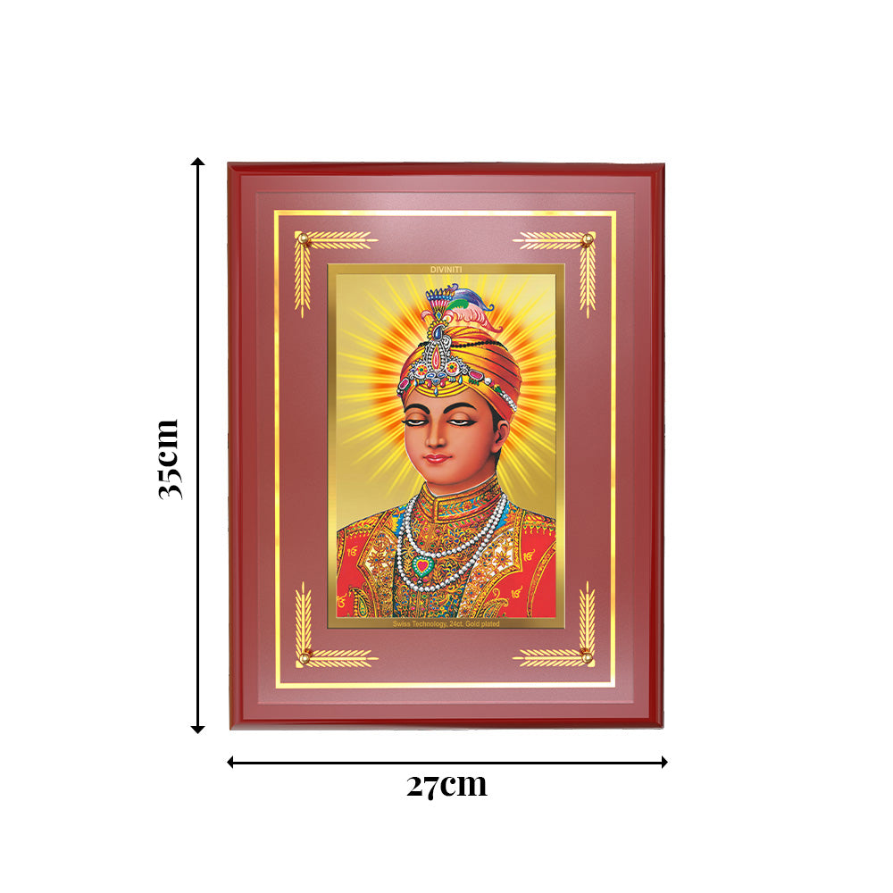 Diviniti 24K Gold Plated Guru Harkrishan Sahib Ji Blessing Tabletop Photo Frame | Compassion, Peace & Divine Grace