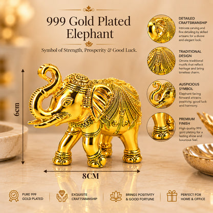 999 Gold-Plated Elephant Pair | Premium Gift Box | 6x8 CM