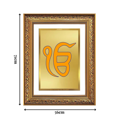 Diviniti 24K Gold Plated Ik Omkar (Classic) Divine Wall Frame for Home Mandir & Office Decor | Luxury Spiritual Gift