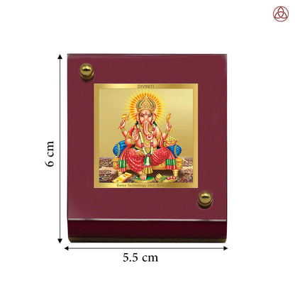 Ganesha | Divine Lord Ganesha Car Dashboard & Tabletop Photo Frame in 24K Gold Plated Foil