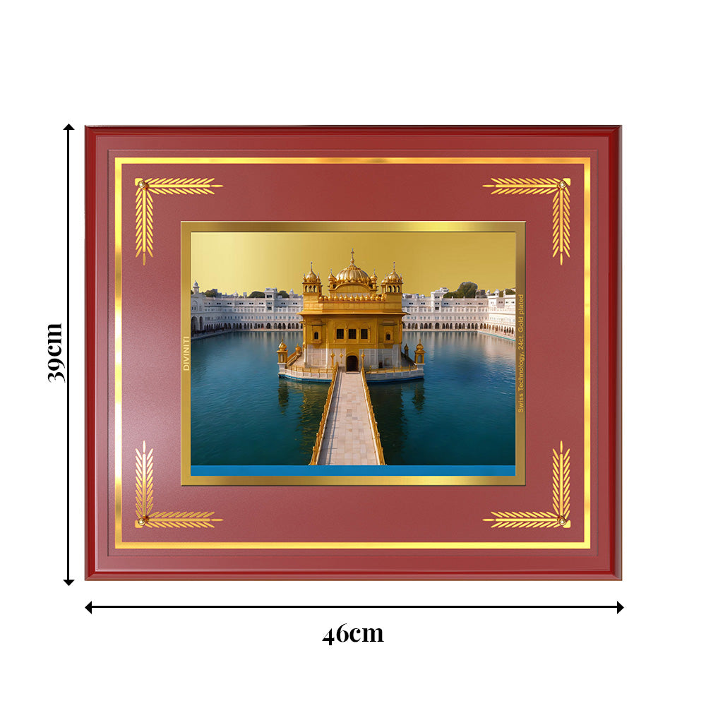 Diviniti Sachkhand Shri Darbar Sahib (Golden Temple) Wall Photo Frame in 24K Gold Plated Foil – Peace, Faith & Divine Harmony