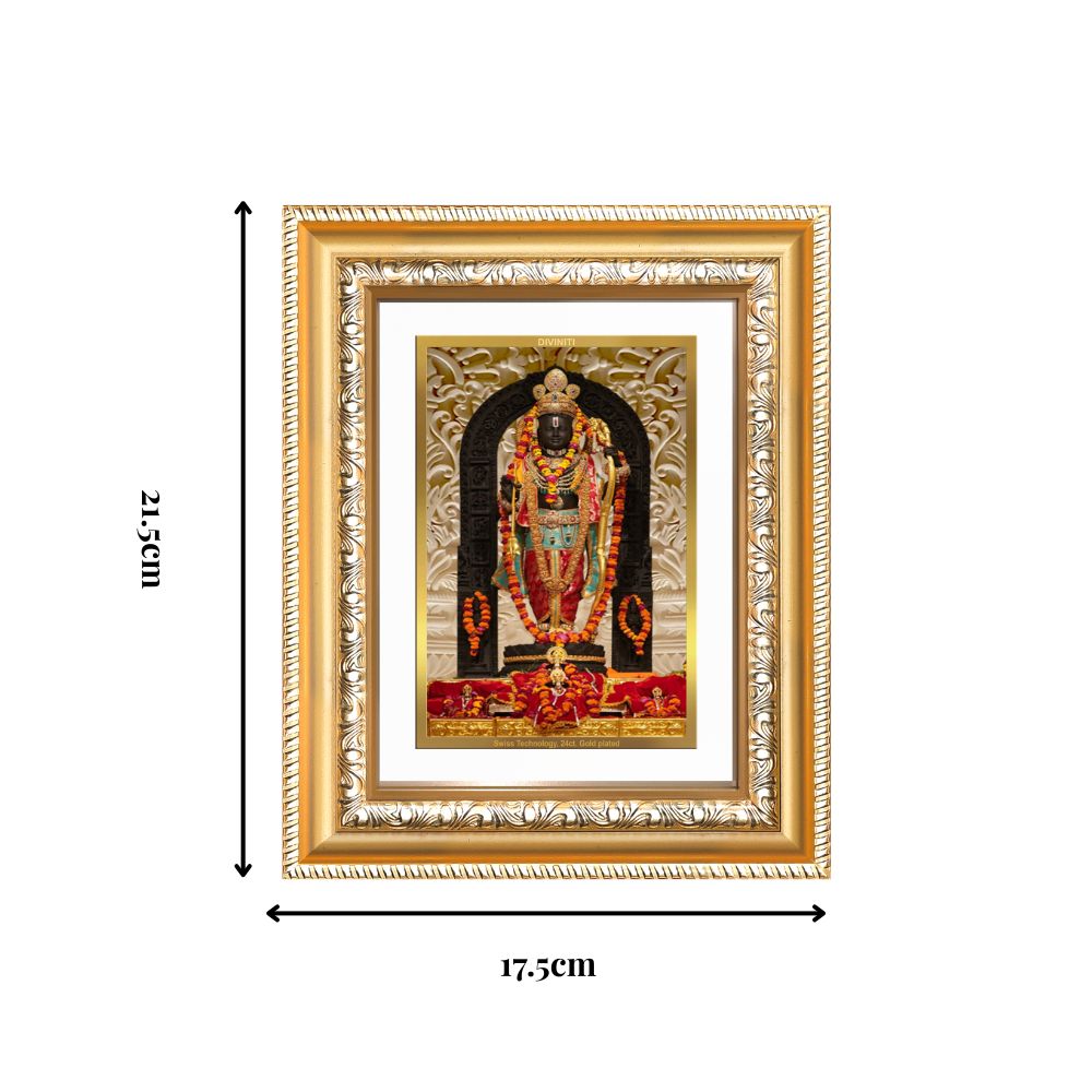 Diviniti 24K Gold Plated Ram Lalla (Classic) Divine Wall and Table Top Frame for Home Mandir & Office Decor | Luxury Spiritual Gift