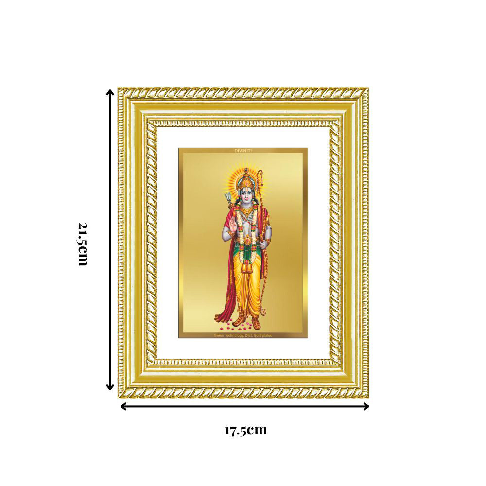 Diviniti 24K Gold Plated Ram Ji (Classic) Divine Wall and Table Top Frame for Home Mandir & Office Decor | Luxury Spiritual Gift