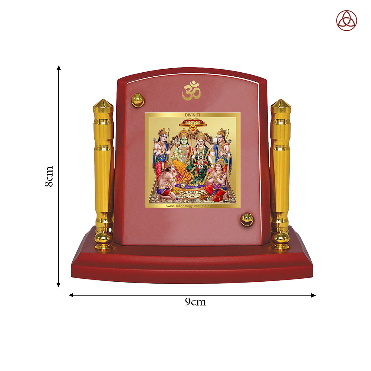 Ram Darbar | Divine Family of Lord Rama, Sita, Lakshman & Hanuman Car Dashboard Frame in 24K Gold Plated Foil
