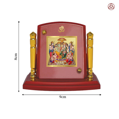 Ram Darbar | Divine Family of Lord Rama, Sita, Lakshman & Hanuman Car Dashboard Frame in 24K Gold Plated Foil