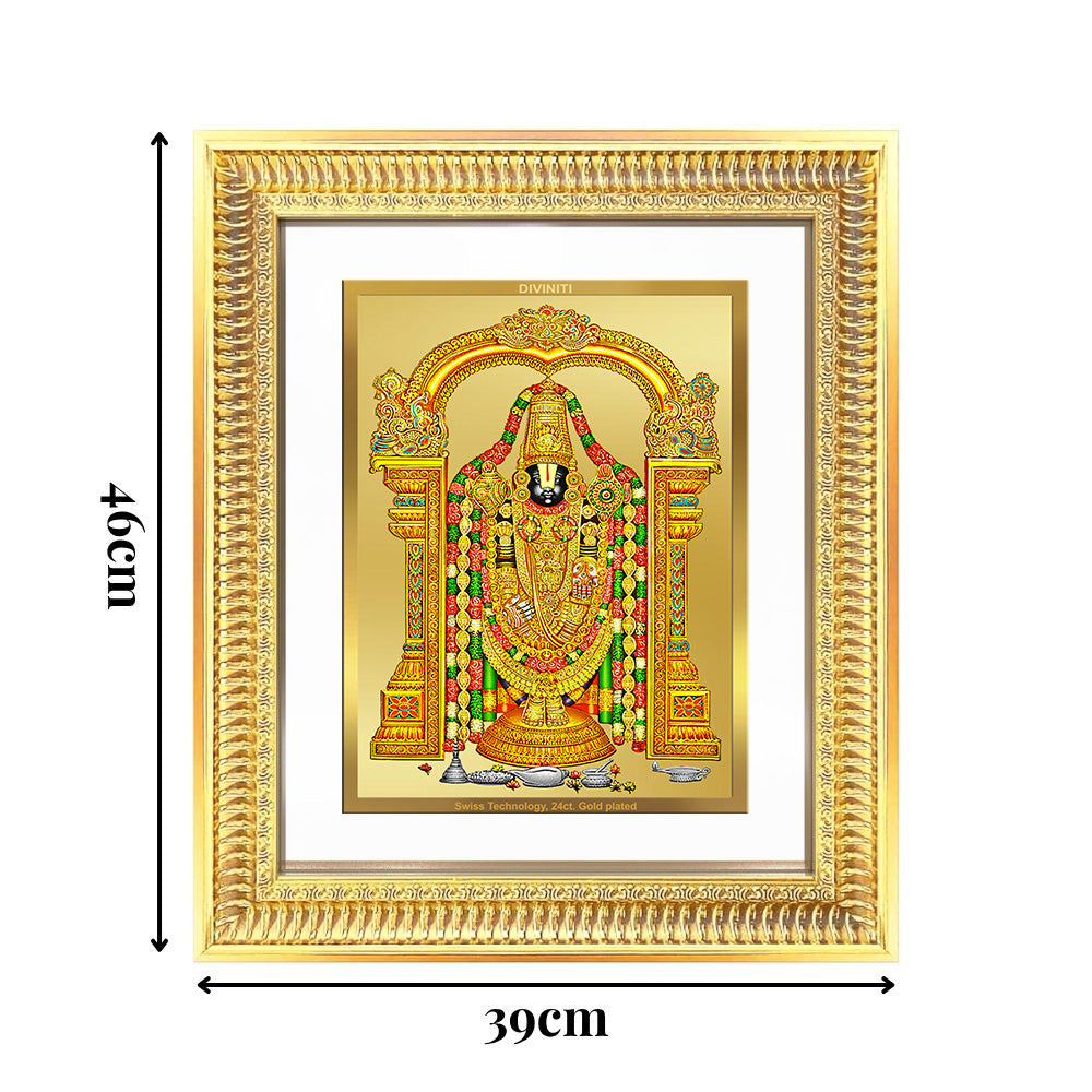 Diviniti 24K Gold Plated Tirupati Balaji Divine Wall Frame for Home Mandir & Office Decor | Luxury Spiritual Gift