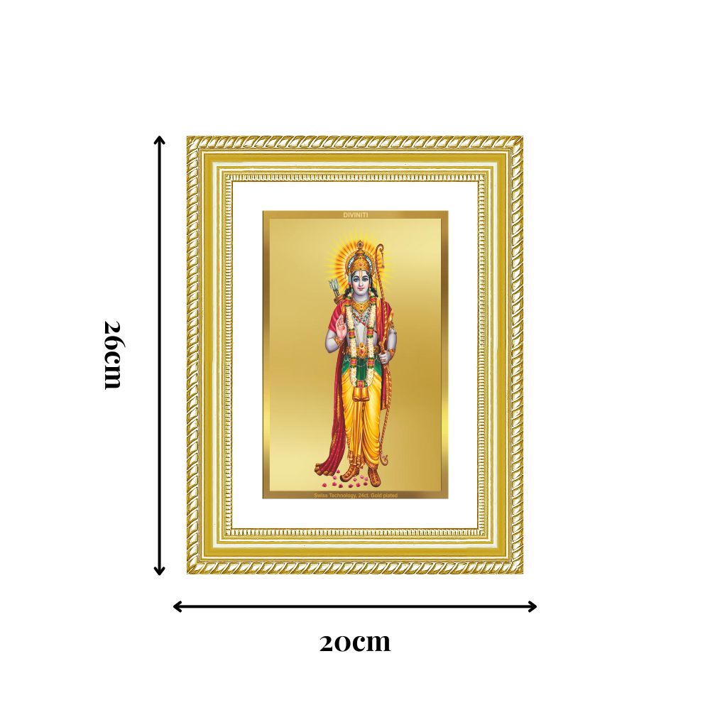 Diviniti 24K Gold Plated Ram Ji (Classic) Divine Wall Frame for Home Mandir & Office Decor | Luxury Spiritual Gift