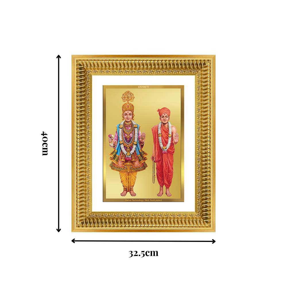 Diviniti 24K Gold Plated Swaminarayan (Classic) Divine Wall Frame for Home Mandir & Office Decor | Luxury Spiritual Gift